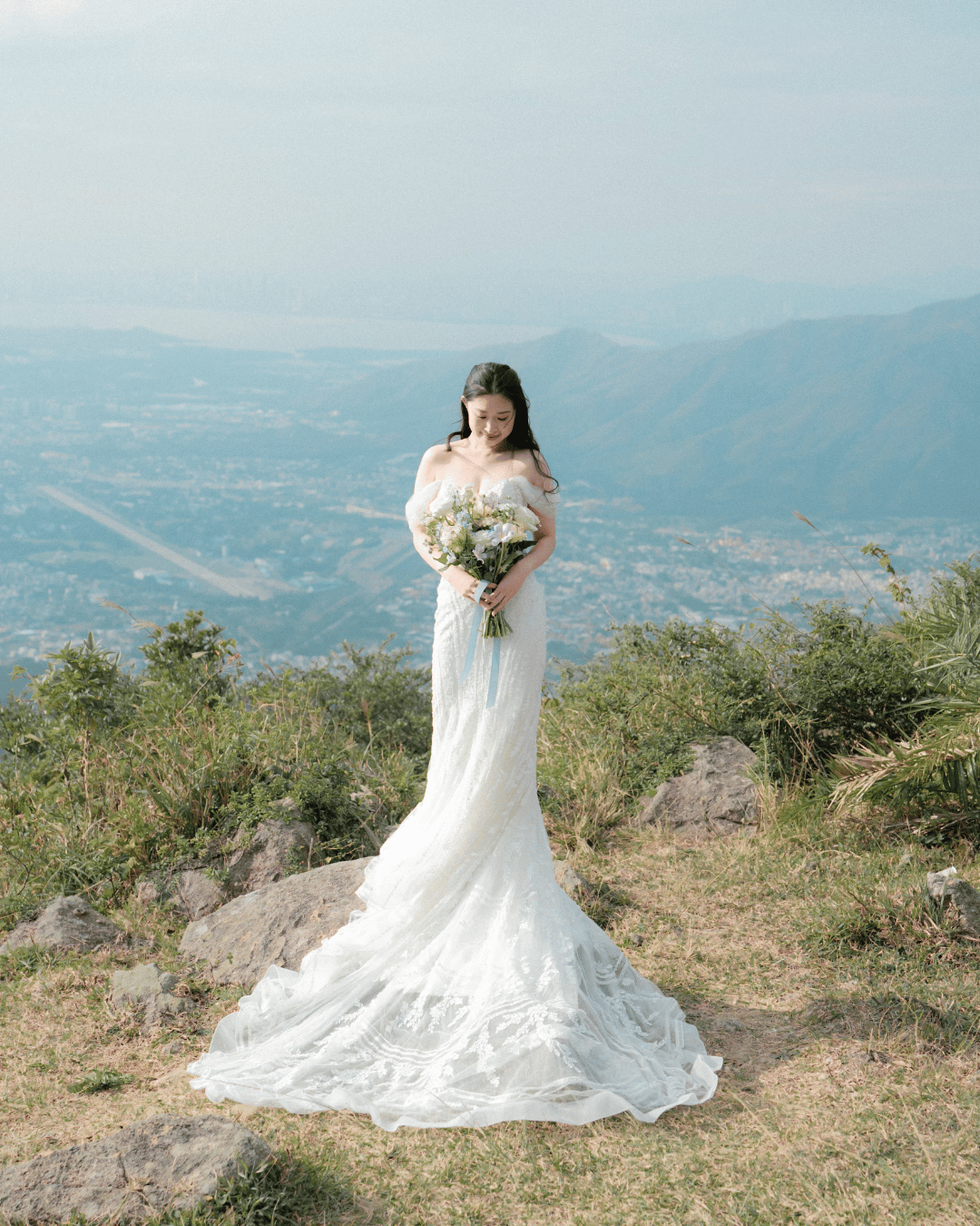 韓式紫白色花球