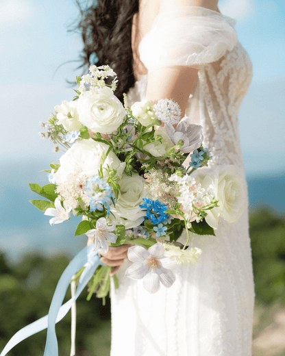 韓式紫白色花球