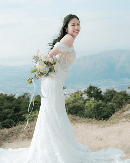 韓式紫白色花球